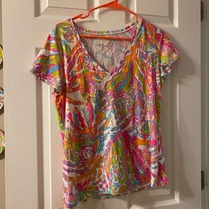 Lilly Pulitzer Colorful Coral Print T-shirt Large